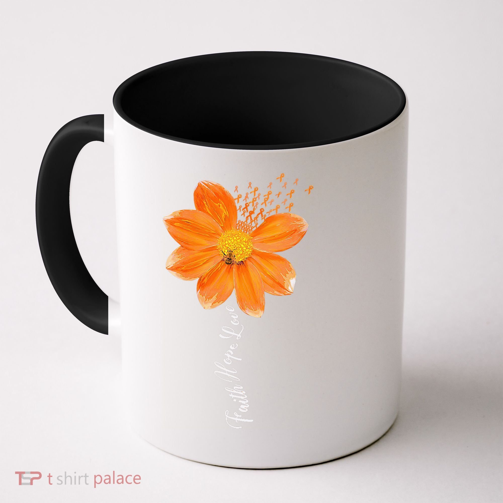 Multiple Sclerosis Awareness Orange Flower Ribbon Faith Hope Coffee Mug