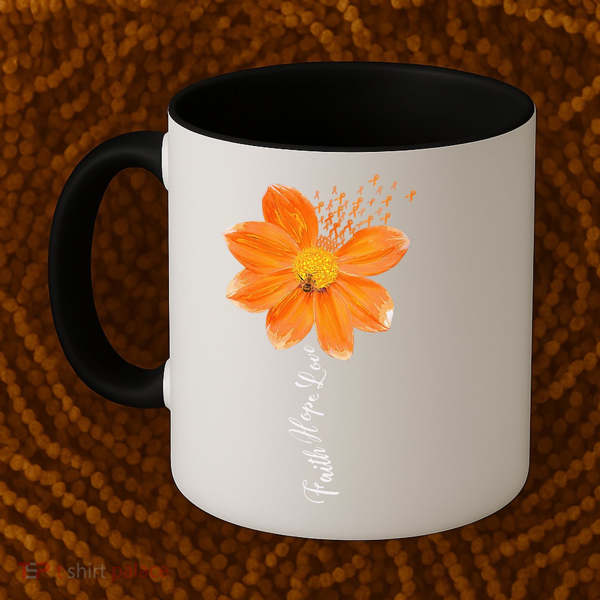 Multiple Sclerosis Awareness Orange Flower Ribbon Faith Hope Coffee Mug