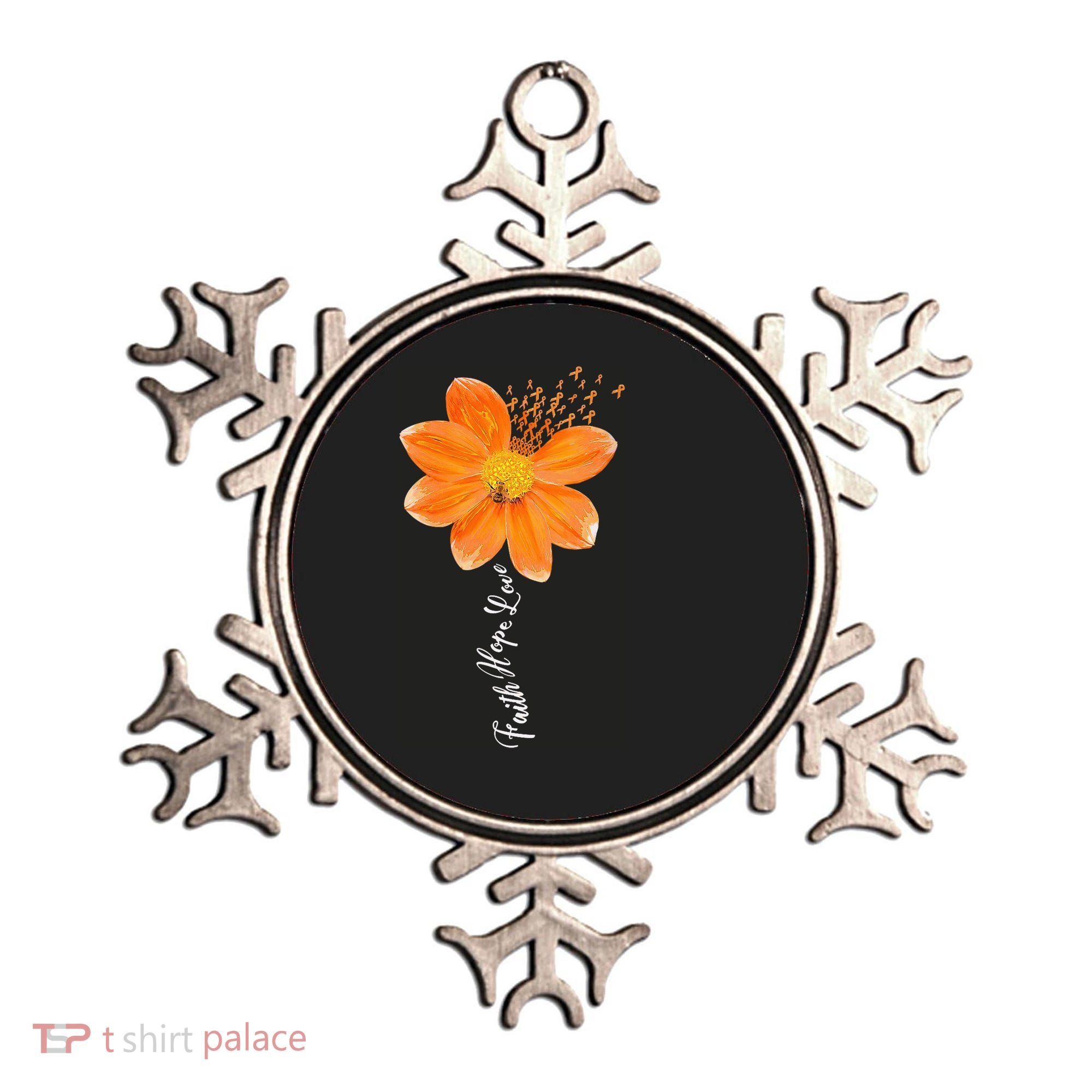 Multiple Sclerosis Awareness Orange Flower Ribbon Faith Hope Ornament