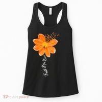 Multiple Sclerosis Awareness Orange Flower Ribbon Faith Hope Women's Tank Top thumb 0