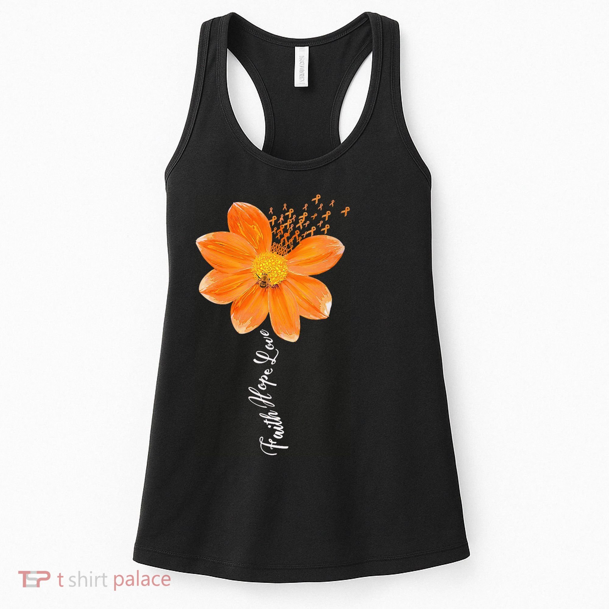 Multiple Sclerosis Awareness Orange Flower Ribbon Faith Hope Women's Tank Top