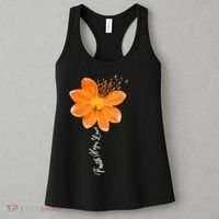 Multiple Sclerosis Awareness Orange Flower Ribbon Faith Hope Women's Tank Top thumb 3