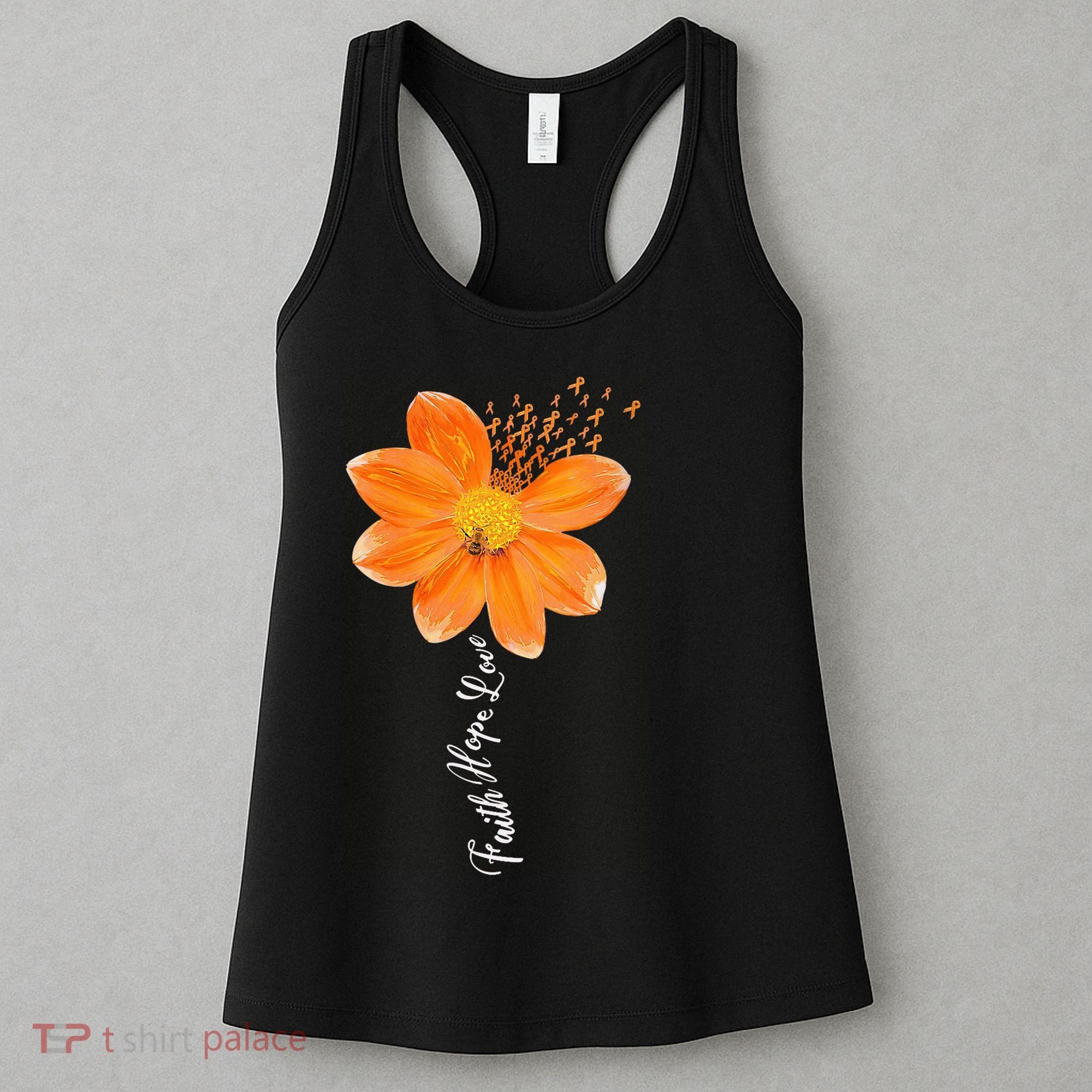 Multiple Sclerosis Awareness Orange Flower Ribbon Faith Hope Women's Tank Top