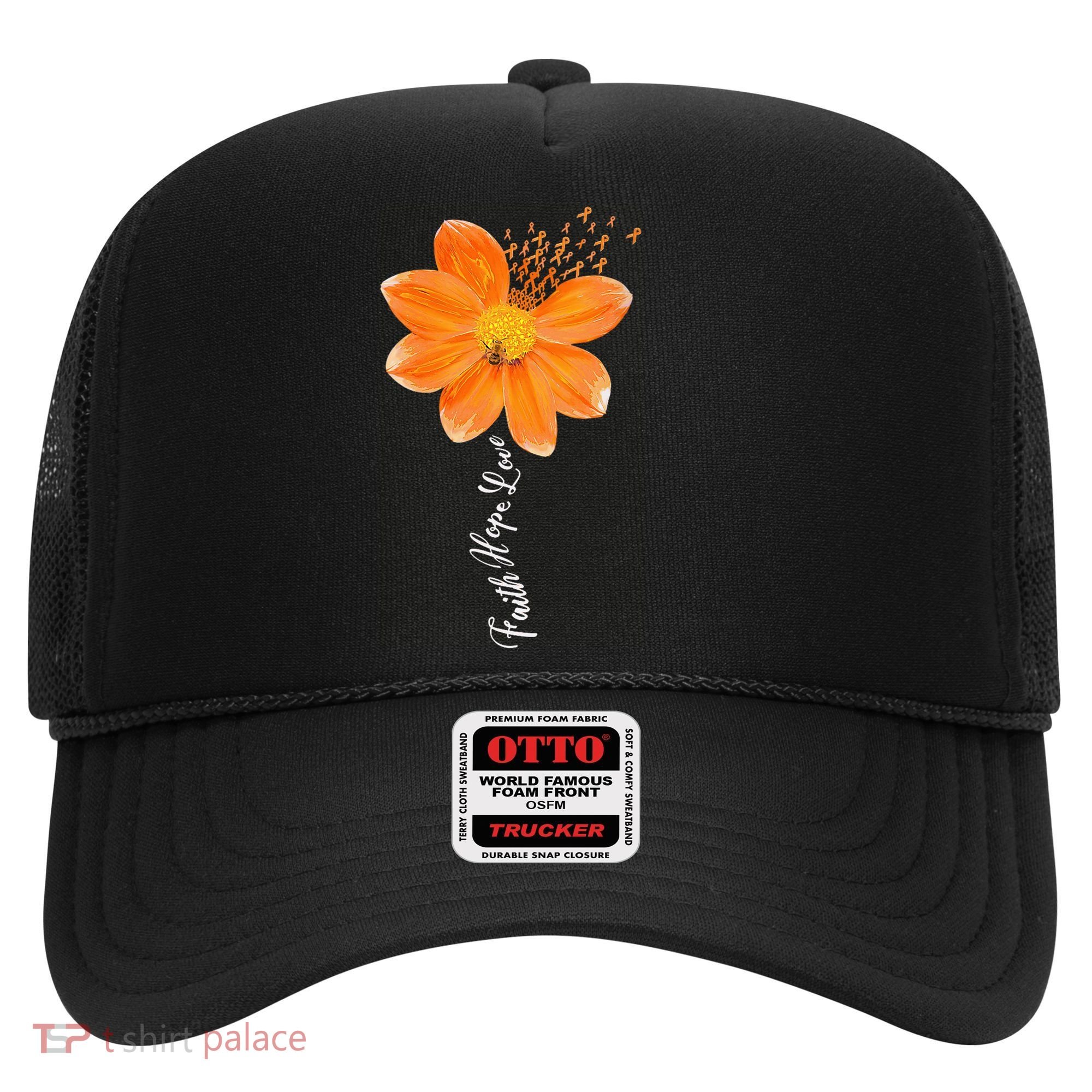 Multiple Sclerosis Awareness Orange Flower Ribbon Faith Hope Hat