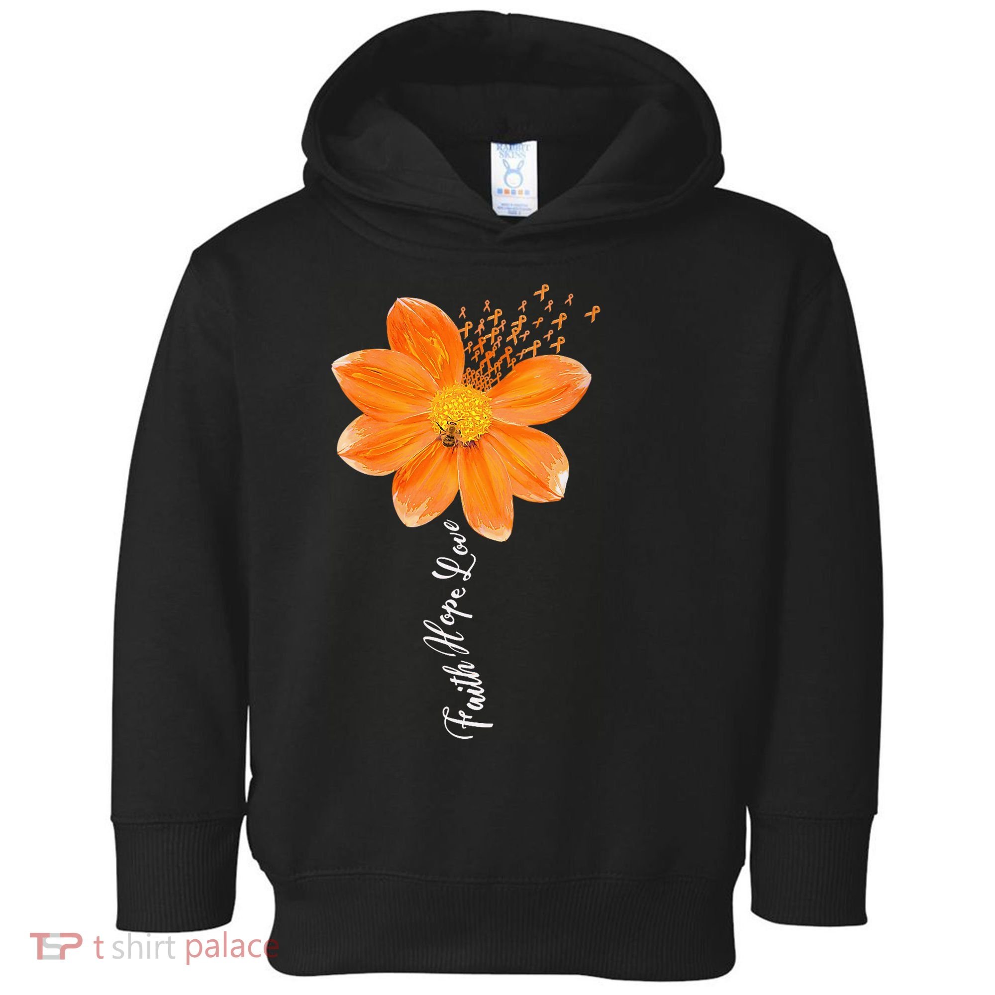 Multiple Sclerosis Awareness Orange Flower Ribbon Faith Hope Toddler Hoodie