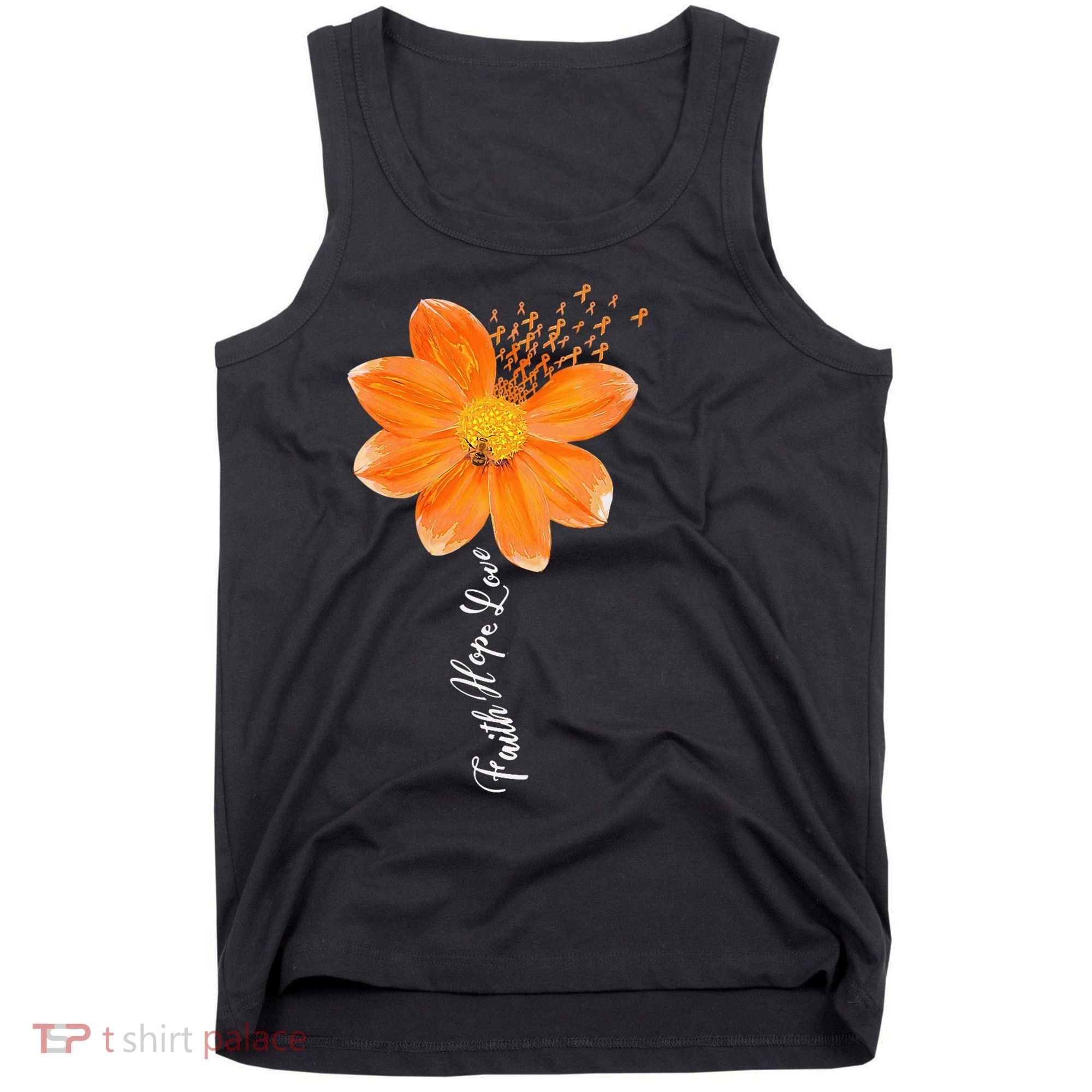 Multiple Sclerosis Awareness Orange Flower Ribbon Faith Hope Tank Top