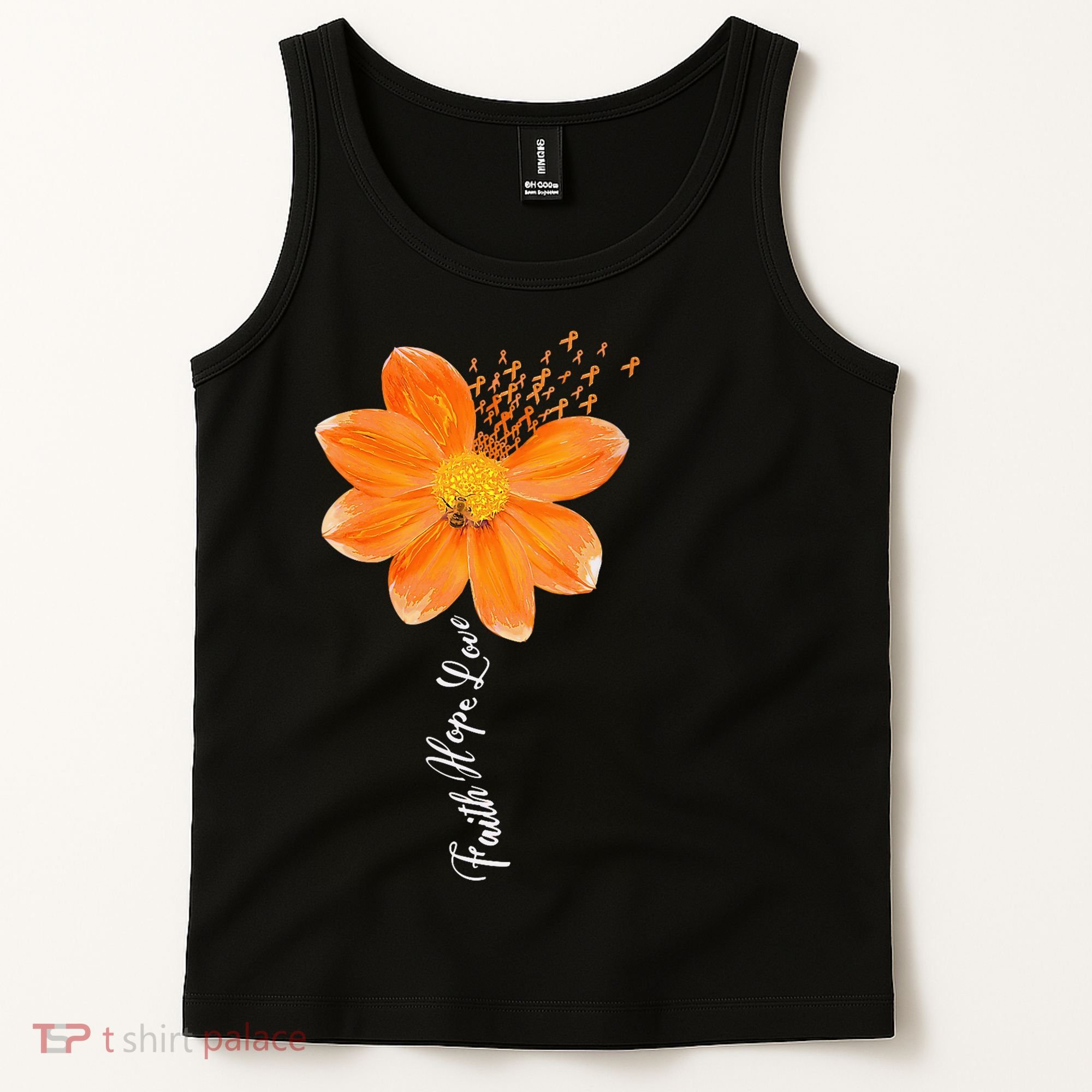 Multiple Sclerosis Awareness Orange Flower Ribbon Faith Hope Tank Top