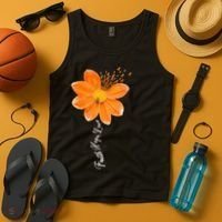 Multiple Sclerosis Awareness Orange Flower Ribbon Faith Hope Tank Top thumb 4
