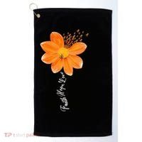 Multiple Sclerosis Awareness Orange Flower Ribbon Faith Hope Golf Towel thumb 0