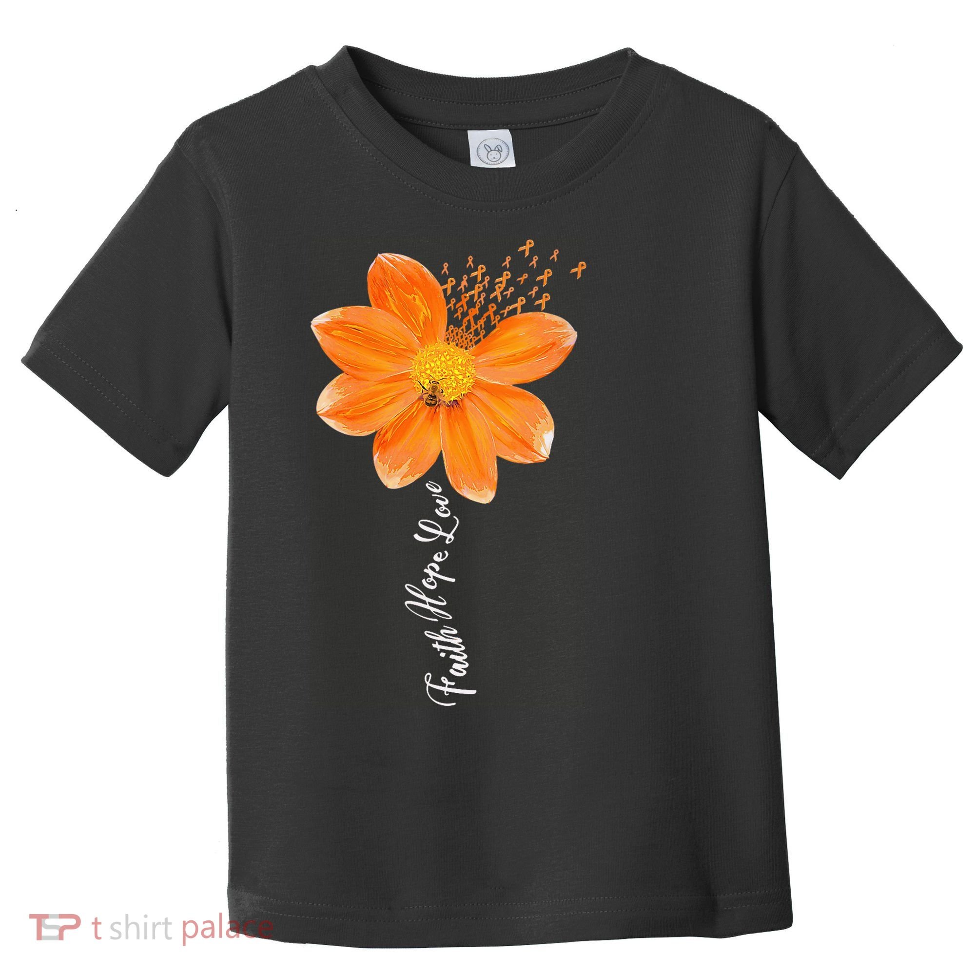 Multiple Sclerosis Awareness Orange Flower Ribbon Faith Hope Toddler T-Shirt