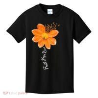 Multiple Sclerosis Awareness Orange Flower Ribbon Faith Hope Kids T-Shirt thumb 0