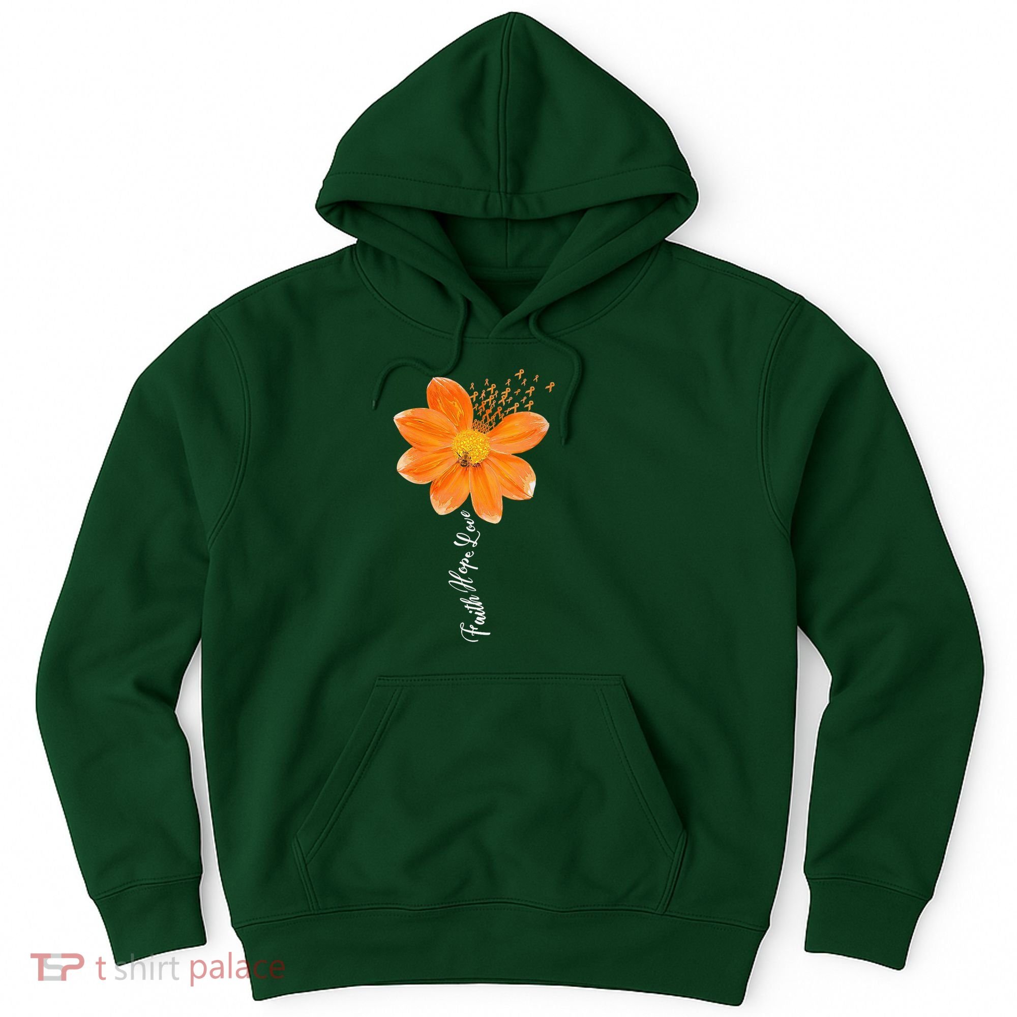 Multiple Sclerosis Awareness Orange Flower Ribbon Faith Hope Hoodie