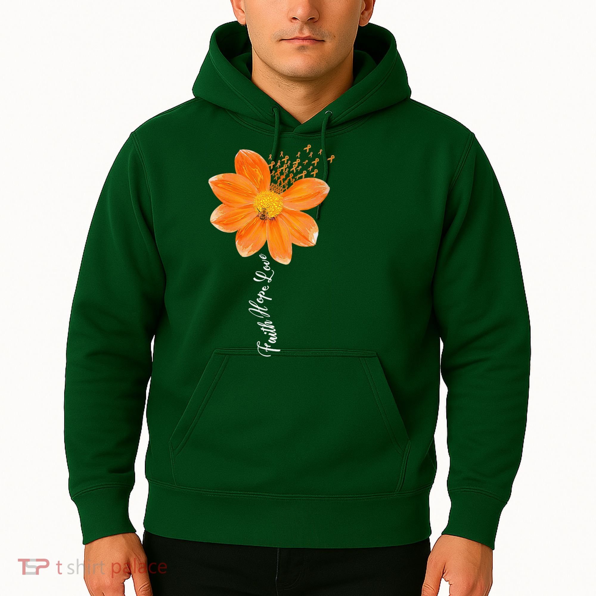 Multiple Sclerosis Awareness Orange Flower Ribbon Faith Hope Hoodie