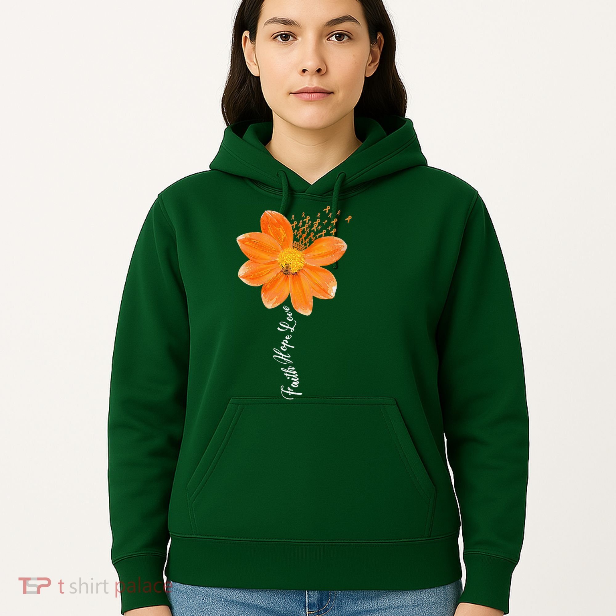 Multiple Sclerosis Awareness Orange Flower Ribbon Faith Hope Hoodie