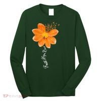 Multiple Sclerosis Awareness Orange Flower Ribbon Faith Hope Long Sleeve Shirt thumb 0
