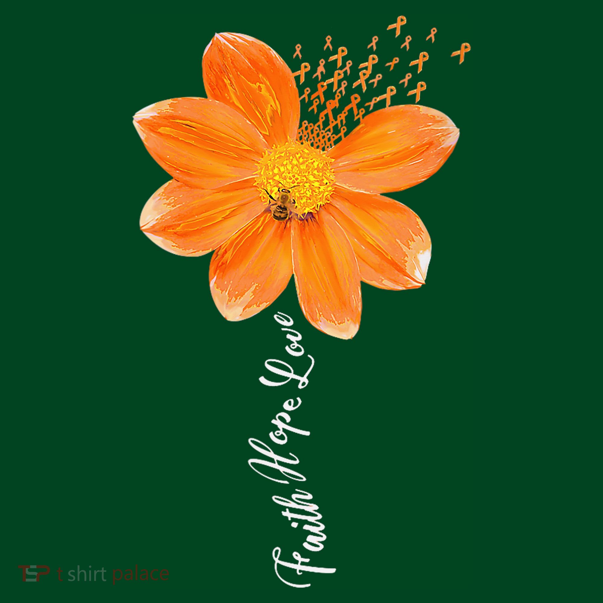 Multiple Sclerosis Awareness Orange Flower Ribbon Faith Hope Sweatshirt