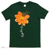 Multiple Sclerosis Awareness Orange Flower Ribbon Faith Hope T-Shirt thumb 0