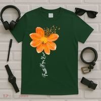 Multiple Sclerosis Awareness Orange Flower Ribbon Faith Hope T-Shirt thumb 5