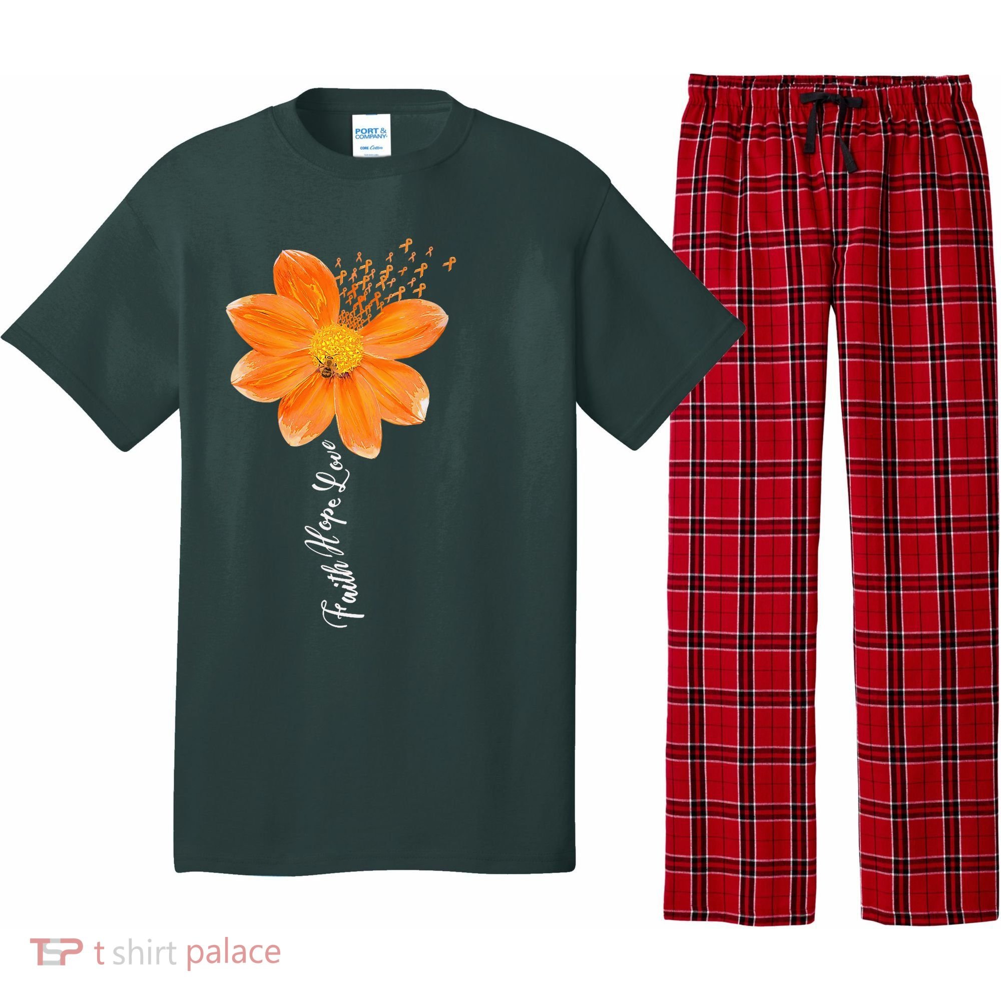 Multiple Sclerosis Awareness Orange Flower Ribbon Faith Hope Pajama Set