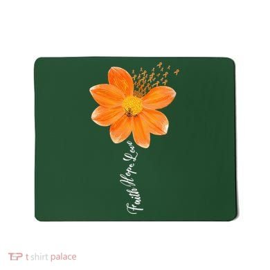 Multiple Sclerosis Awareness Orange Flower Ribbon Faith Hope Mousepad