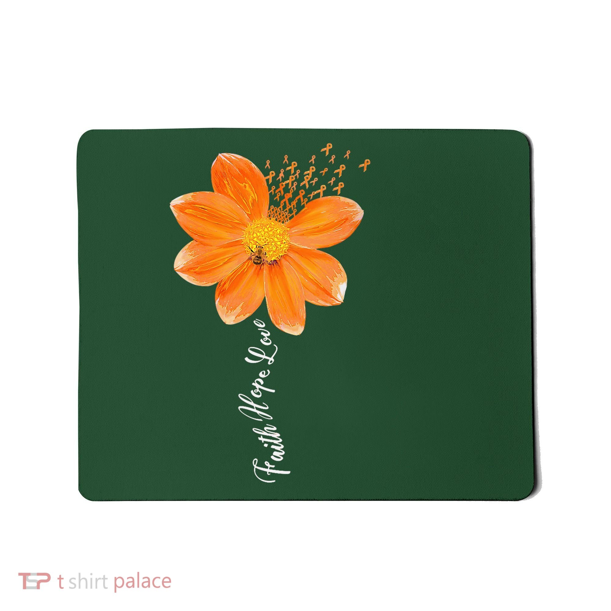 Multiple Sclerosis Awareness Orange Flower Ribbon Faith Hope Mousepad