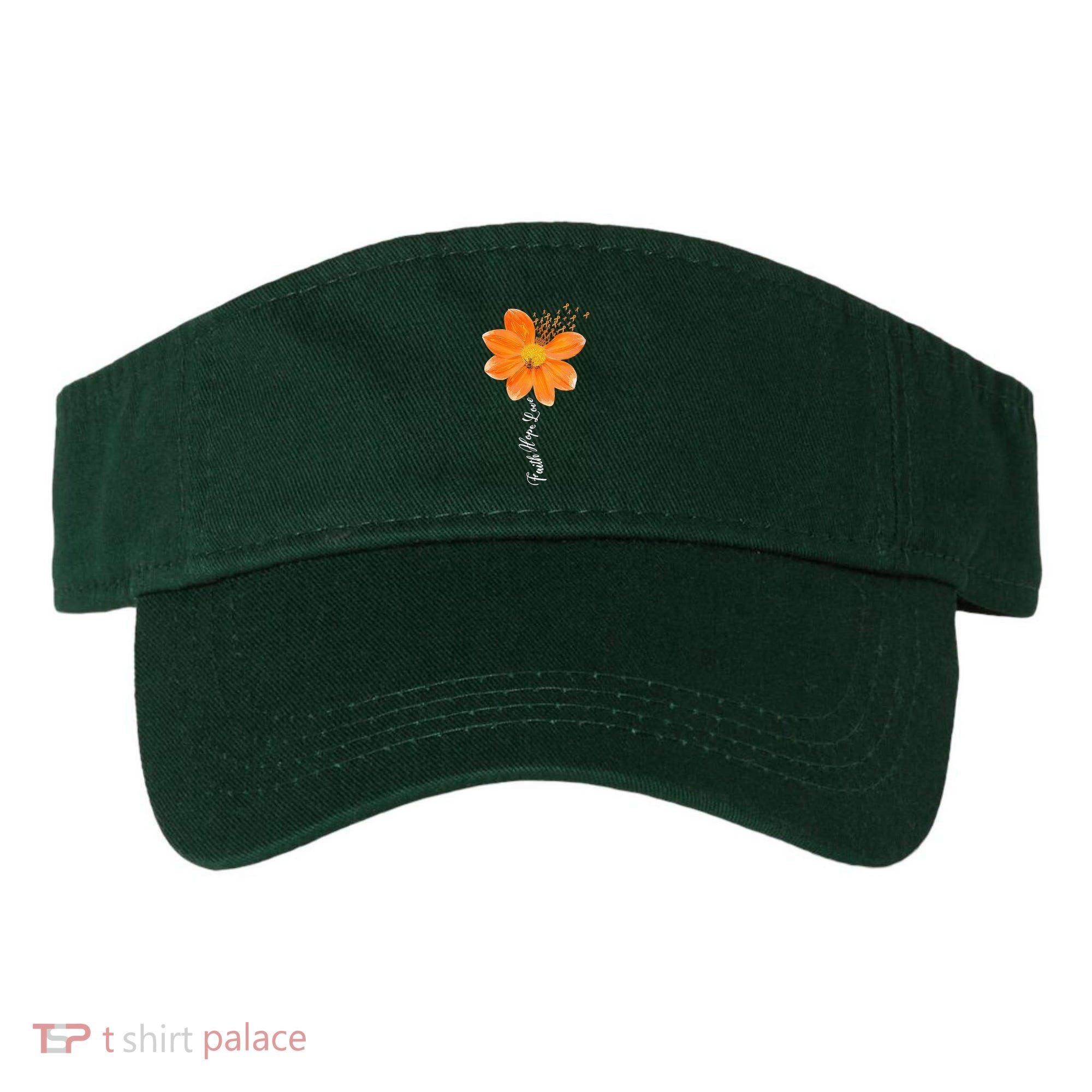 Multiple Sclerosis Awareness Orange Flower Ribbon Faith Hope Visor