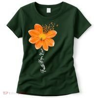 Multiple Sclerosis Awareness Orange Flower Ribbon Faith Hope Women's T-Shirt thumb 0