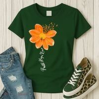 Multiple Sclerosis Awareness Orange Flower Ribbon Faith Hope Women's T-Shirt thumb 3