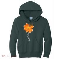 Multiple Sclerosis Awareness Orange Flower Ribbon Faith Hope Kids Hoodie thumb 0