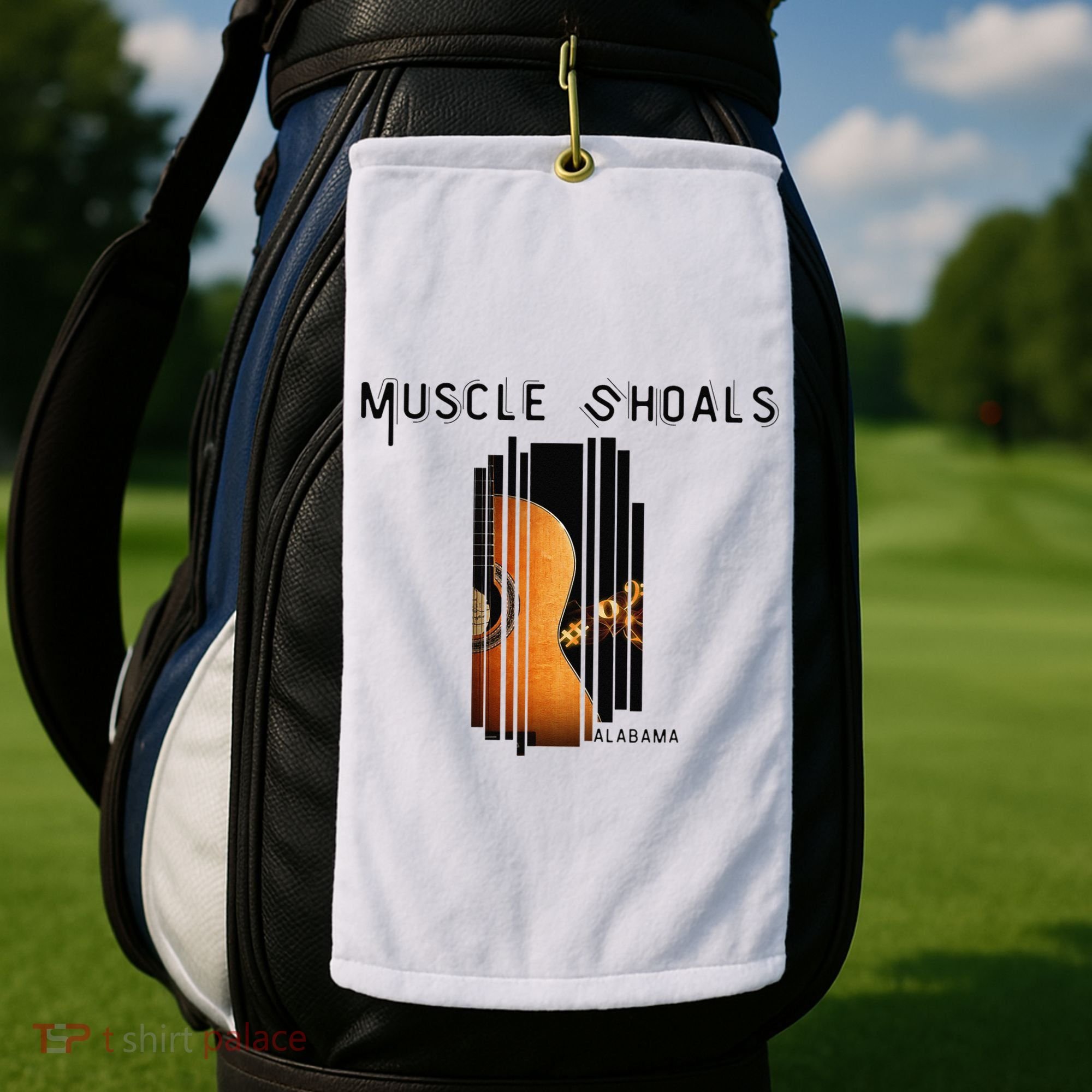 Muscle Shoals Alabama AL Distressed Grunge Text Music City Golf Towel