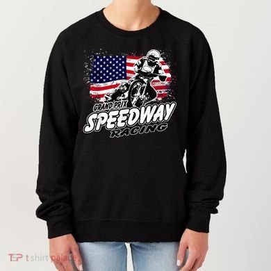 Motorcycle Speedway American Flag Flat Track Race Women's Sweatshirt