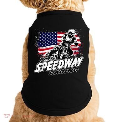 Motorcycle Speedway American Flag Flat Track Race Doggie Tank