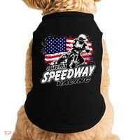 Motorcycle Speedway American Flag Flat Track Race Doggie Tank thumb 0