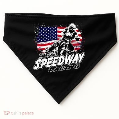 Motorcycle Speedway American Flag Flat Track Race USA-Made Doggie Bandana