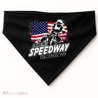 Motorcycle Speedway American Flag Flat Track Race USA-Made Doggie Bandana thumb 0