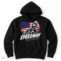 Motorcycle Speedway American Flag Flat Track Race Hoodie thumb 0