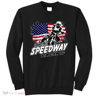 Motorcycle Speedway American Flag Flat Track Race Sweatshirt