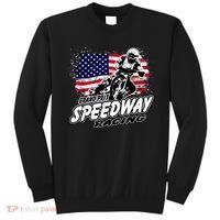 Motorcycle Speedway American Flag Flat Track Race Sweatshirt thumb 0