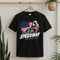 Motorcycle Speedway American Flag Flat Track Race T-Shirt thumb 2