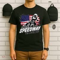 Motorcycle Speedway American Flag Flat Track Race T-Shirt thumb 6