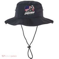 Motorcycle Speedway American Flag Flat Track Race Bucket Hat thumb 0