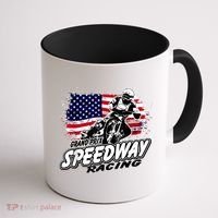 Motorcycle Speedway American Flag Flat Track Race Coffee Mug thumb 1