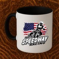 Motorcycle Speedway American Flag Flat Track Race Coffee Mug thumb 2