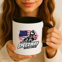 Motorcycle Speedway American Flag Flat Track Race Coffee Mug thumb 3