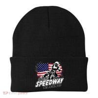 Motorcycle Speedway American Flag Flat Track Race Beanie thumb 0