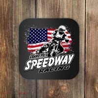 Motorcycle Speedway American Flag Flat Track Race Coaster thumb 0