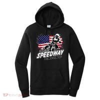 Motorcycle Speedway American Flag Flat Track Race Women's Hoodie thumb 0