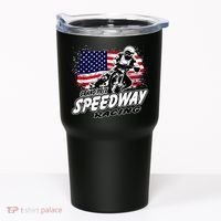 Motorcycle Speedway American Flag Flat Track Race Tumbler thumb 0