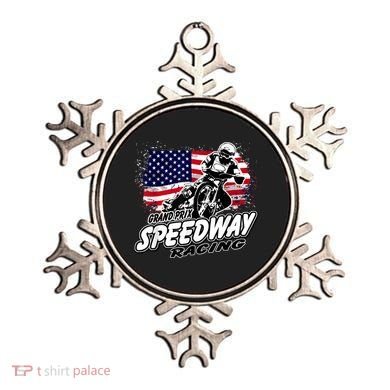 Motorcycle Speedway American Flag Flat Track Race Ornament