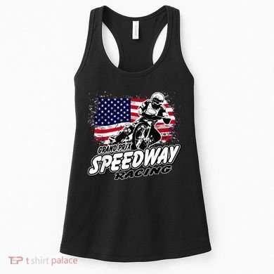 Motorcycle Speedway American Flag Flat Track Race Women's Tank Top